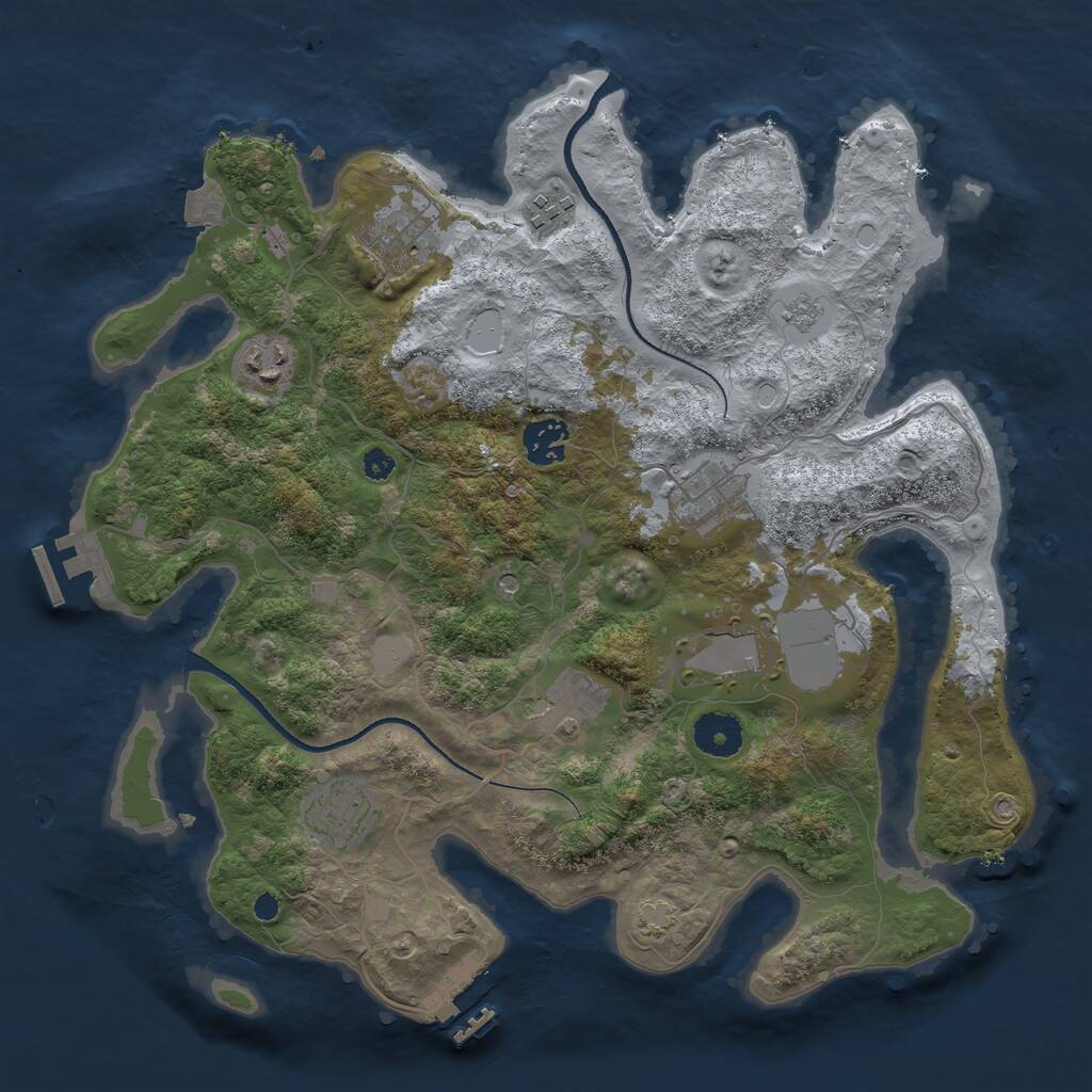 Rust Map: Procedural Map, Size: 3500, Seed: 497892239, 14 Monuments