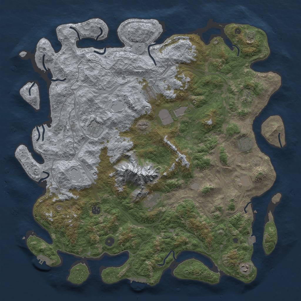 Rust Map: Procedural Map, Size: 5000, Seed: 734654357, 18 Monuments