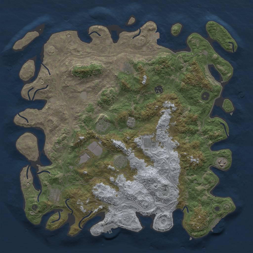 Rust Map: Procedural Map, Size: 4500, Seed: 735198491, 17 Monuments