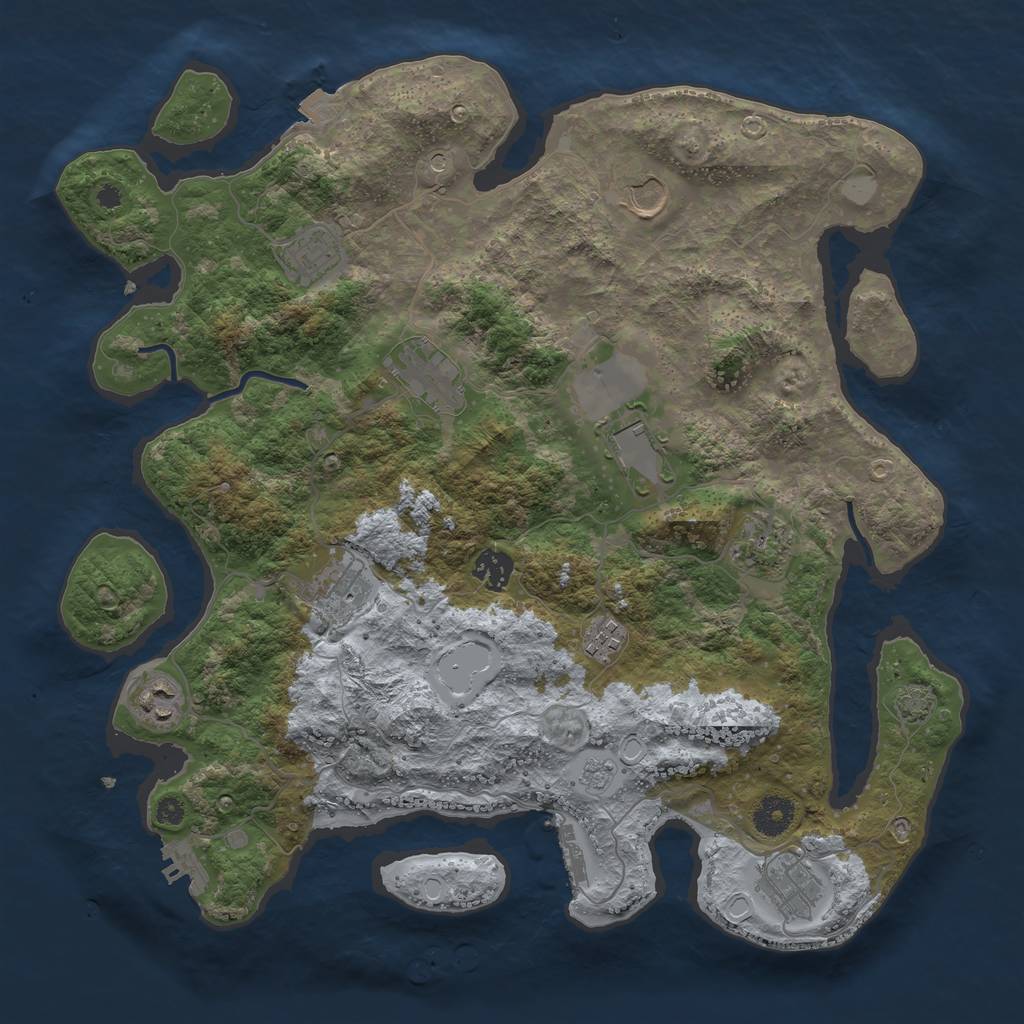 Rust Map: Procedural Map, Size: 3800, Seed: 1875468752, 18 Monuments