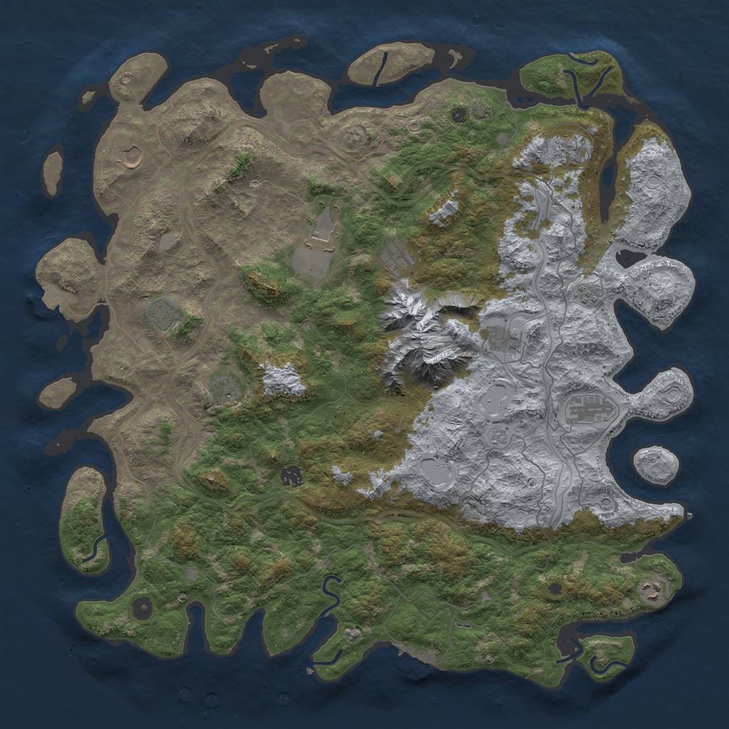 Rust Map: Procedural Map, Size: 5000, Seed: 60723, 18 Monuments