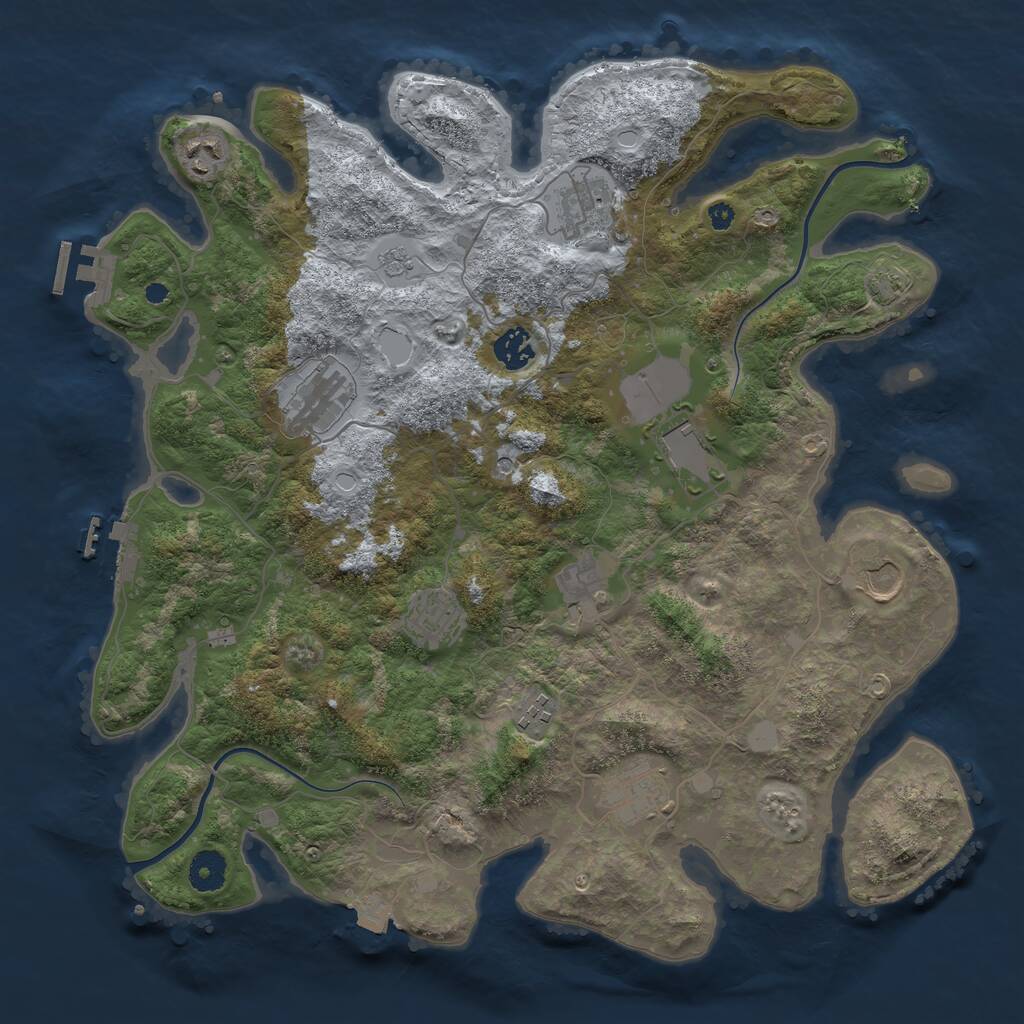 Rust Map: Procedural Map, Size: 3850, Seed: 773461120, 16 Monuments