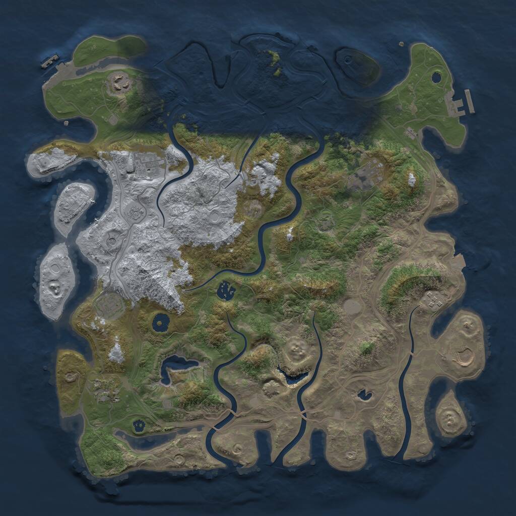 Rust Map: Procedural Map, Size: 4250, Seed: 5002001, 14 Monuments