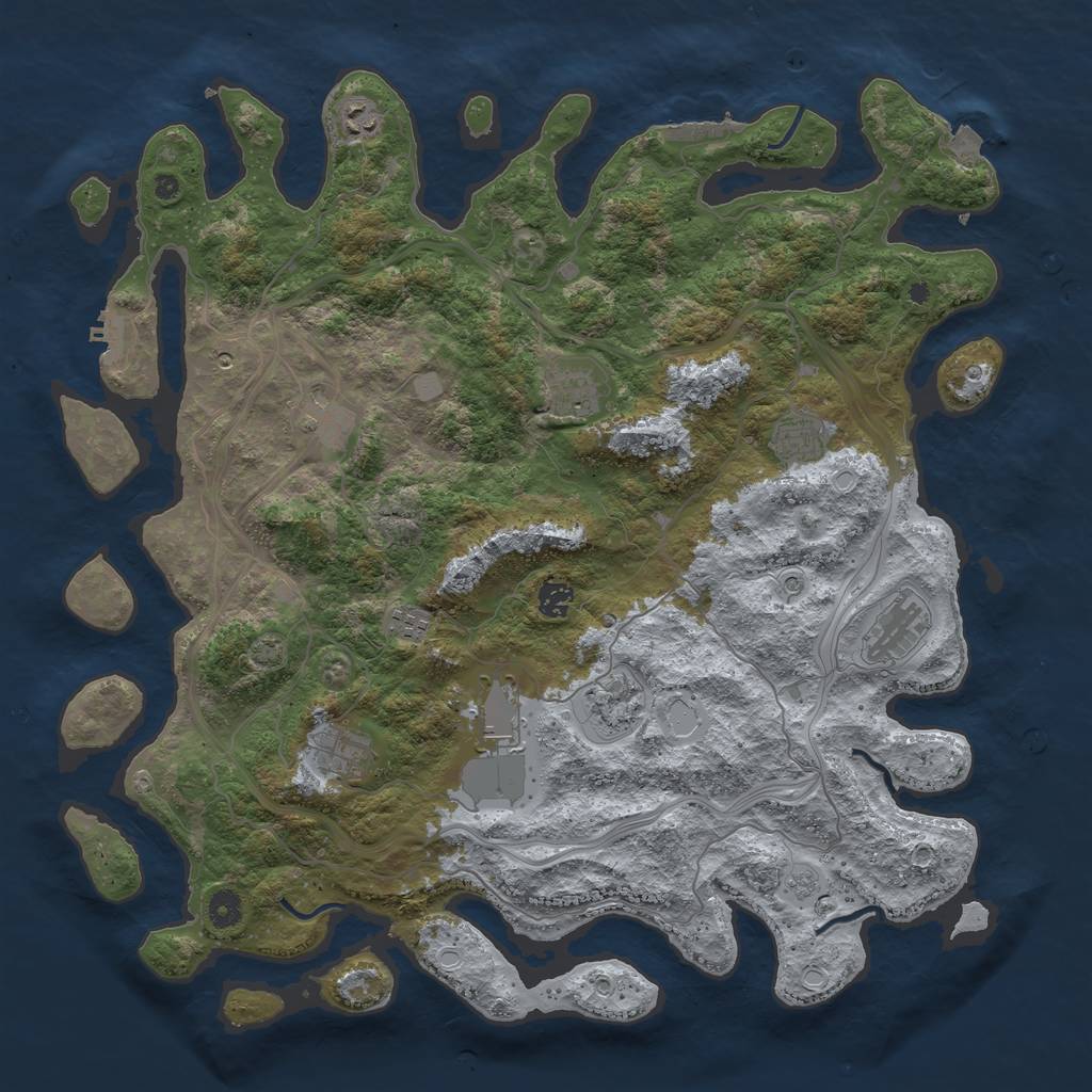 Rust Map: Procedural Map, Size: 4500, Seed: 119222727, 18 Monuments