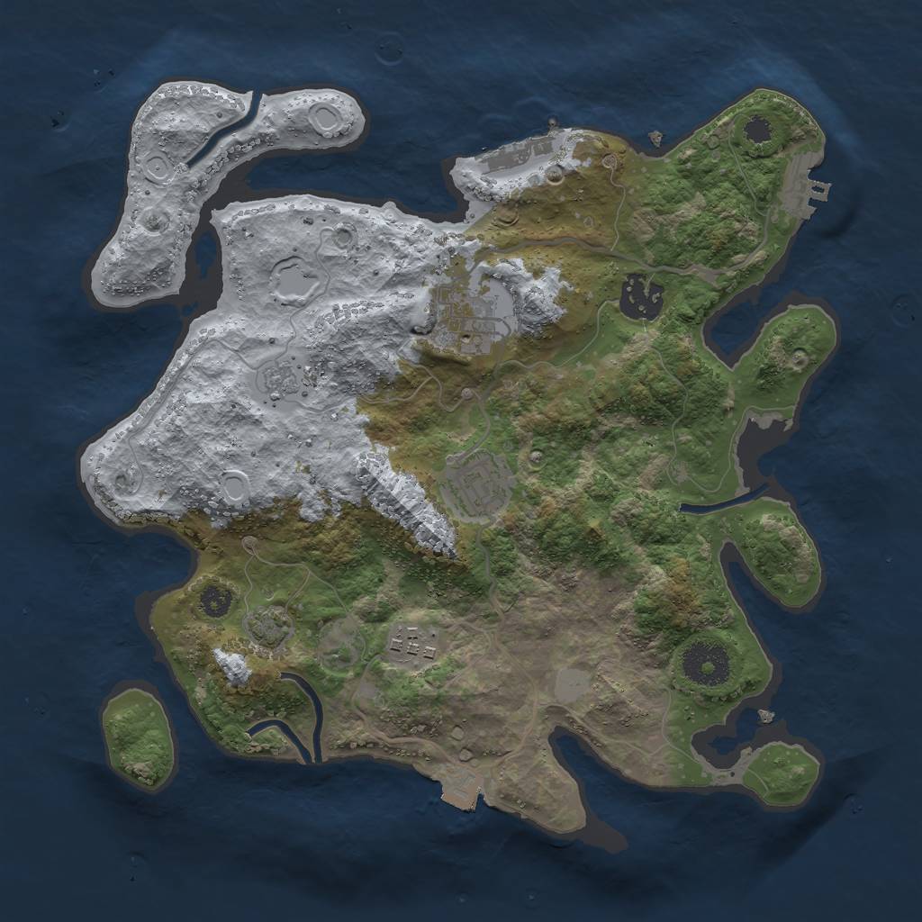 Rust Map: Procedural Map, Size: 3000, Seed: 1837580646, 11 Monuments