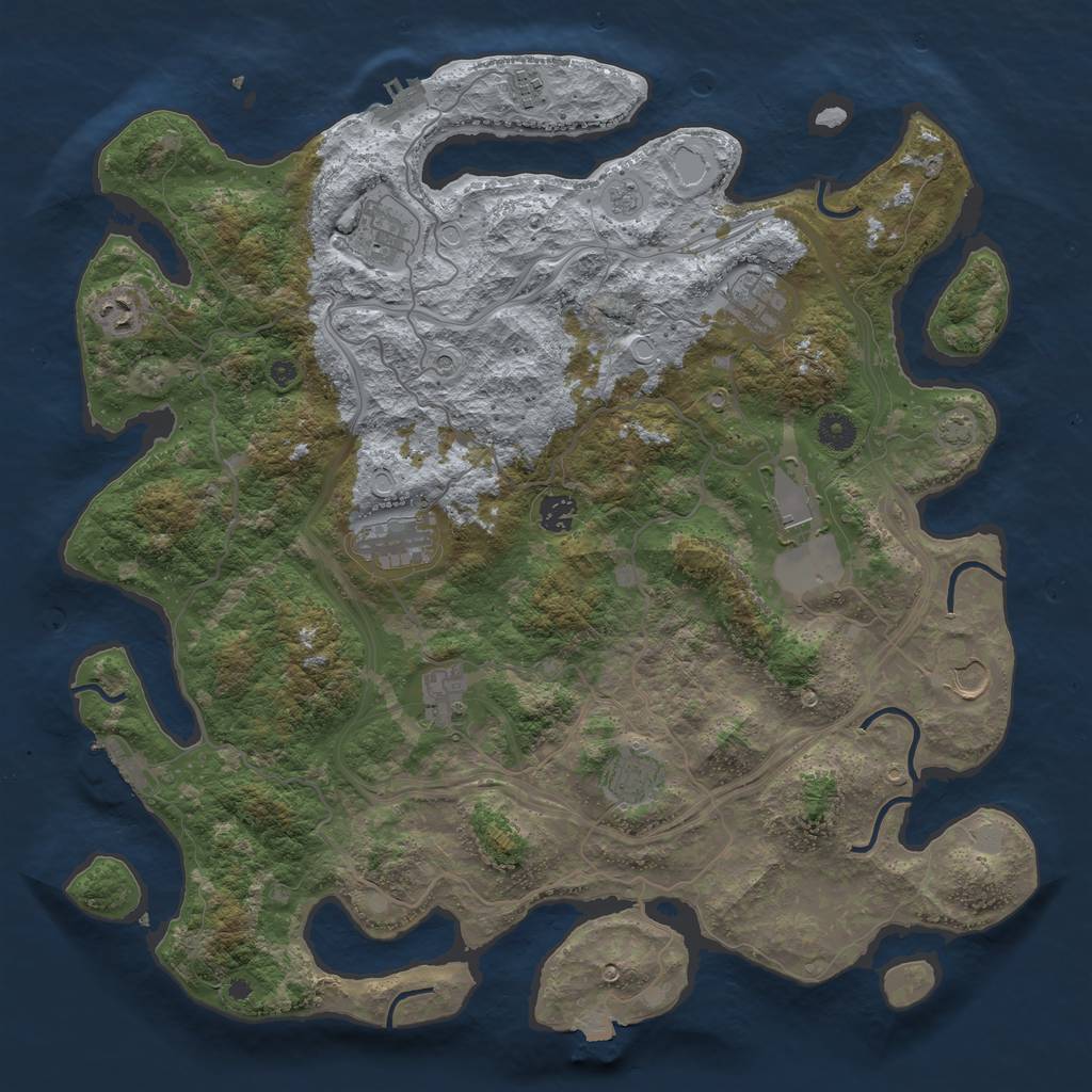 Rust Map: Procedural Map, Size: 4250, Seed: 489512436, 18 Monuments
