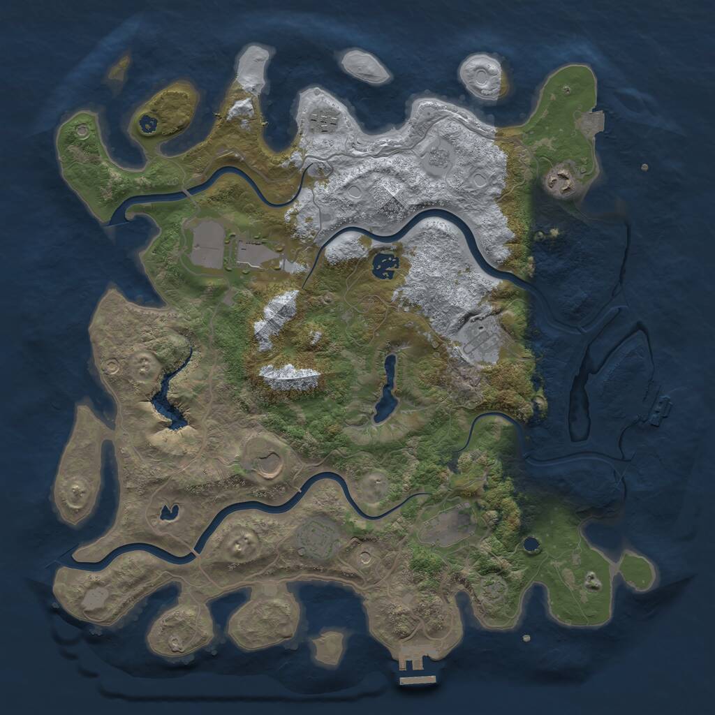 Rust Map: Procedural Map, Size: 4000, Seed: 1176382890, 14 Monuments