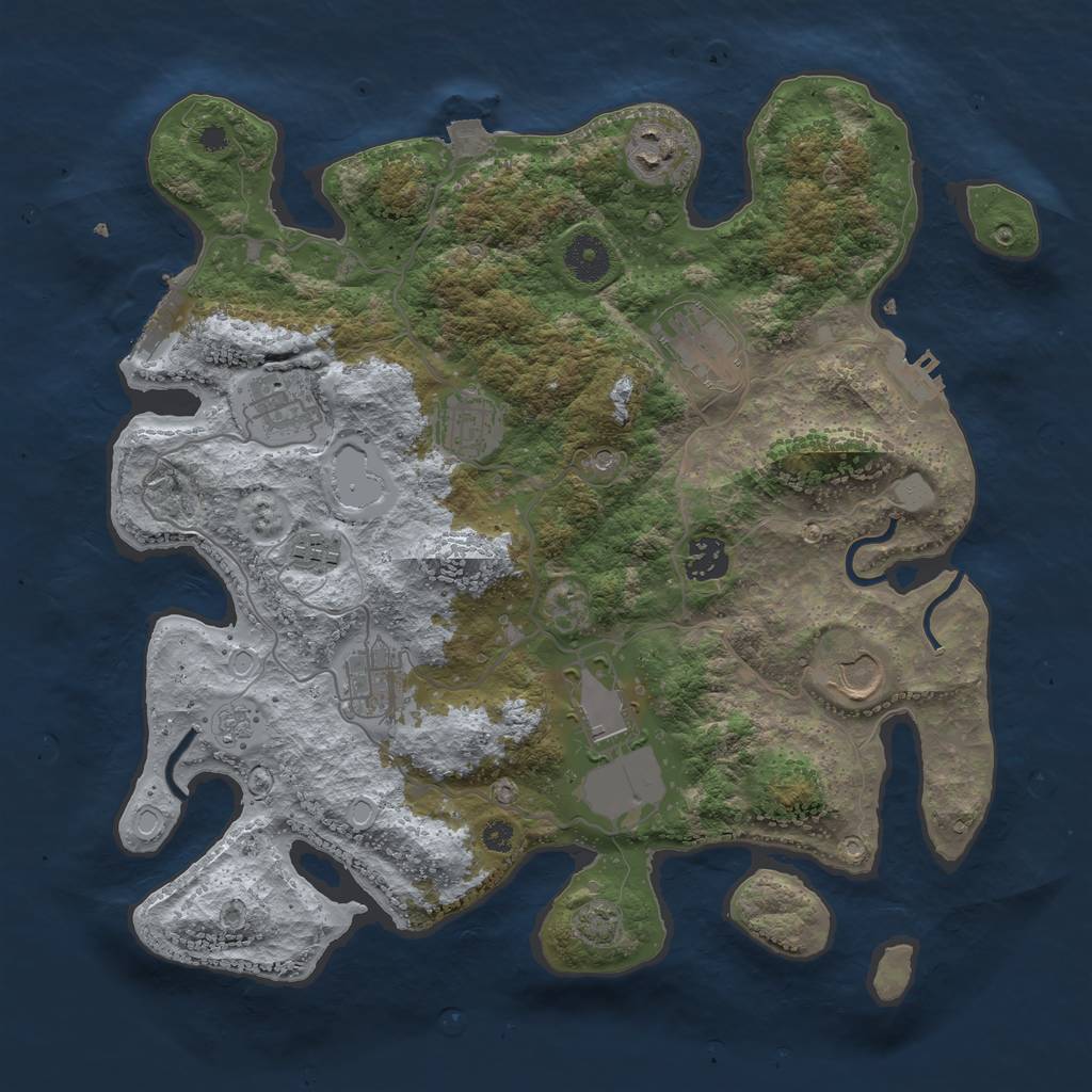 Rust Map: Procedural Map, Size: 3600, Seed: 2059432991, 17 Monuments