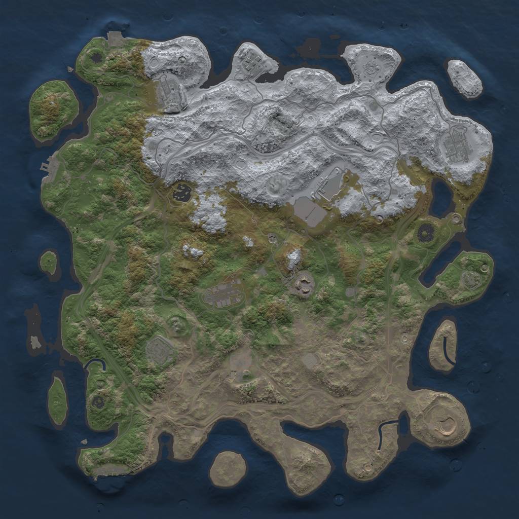 Rust Map: Procedural Map, Size: 4250, Seed: 1112223334, 18 Monuments