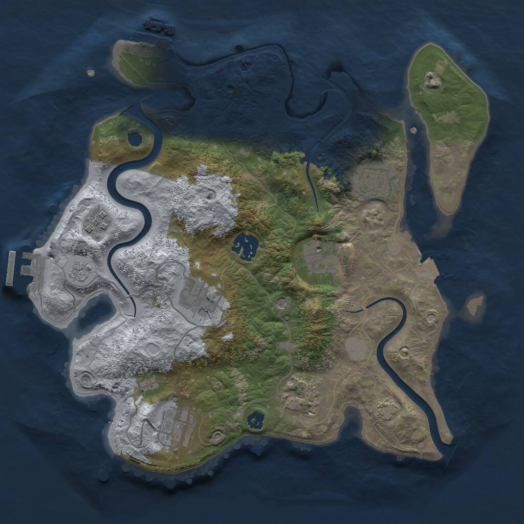 Rust Map: Procedural Map, Size: 3000, Seed: 84443, 13 Monuments