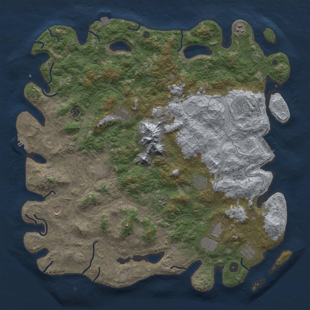 Rust Map: Procedural Map, Size: 5000, Seed: 761520, 19 Monuments