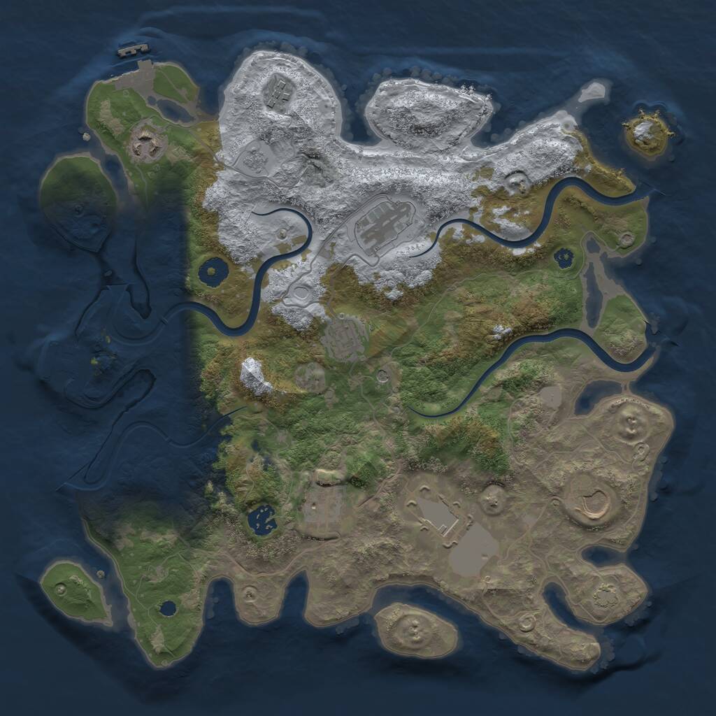 Rust Map: Procedural Map, Size: 3700, Seed: 431755486, 14 Monuments