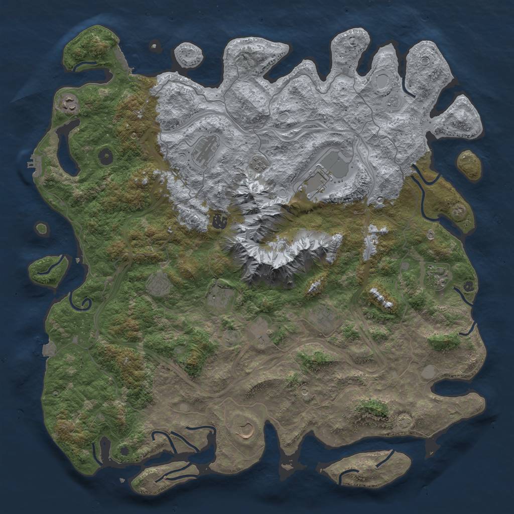 Rust Map: Procedural Map, Size: 5000, Seed: 607233, 19 Monuments