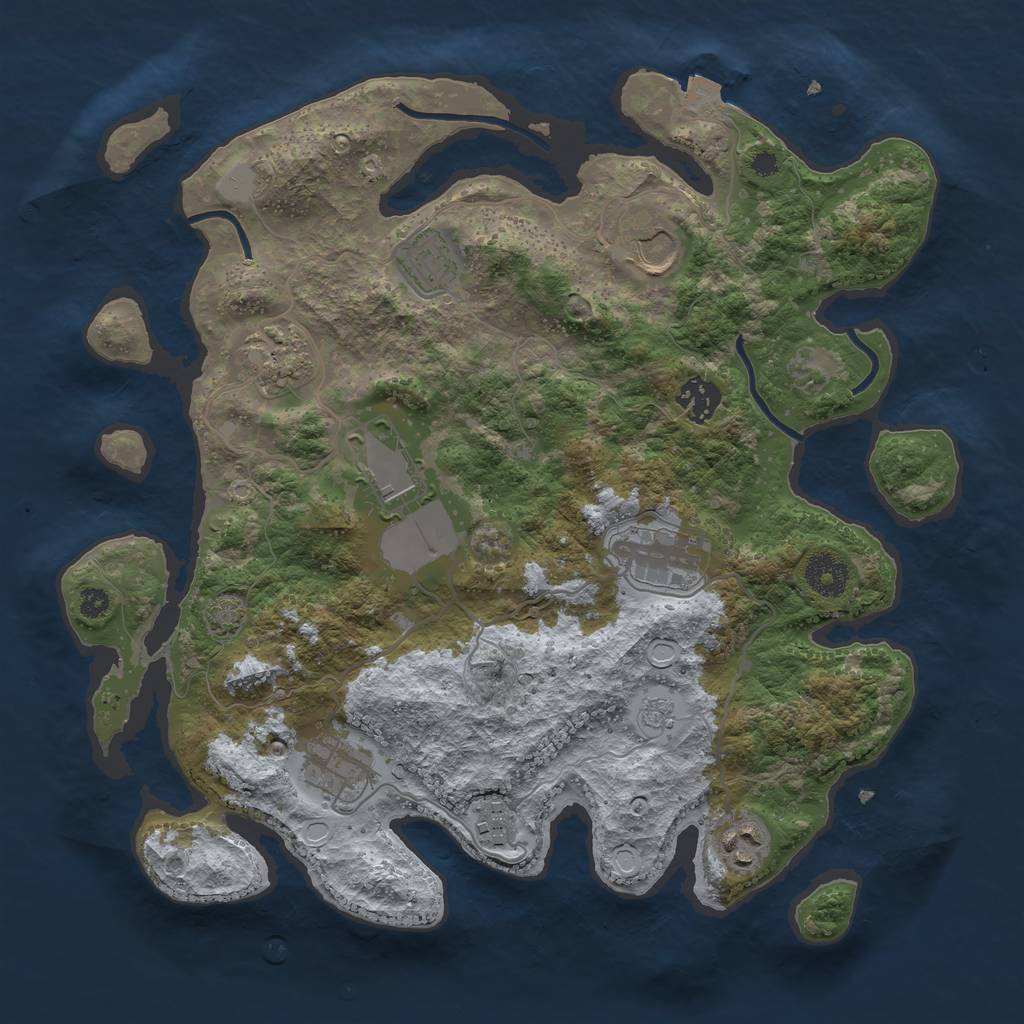 Rust Map: Procedural Map, Size: 3500, Seed: 252152153, 14 Monuments