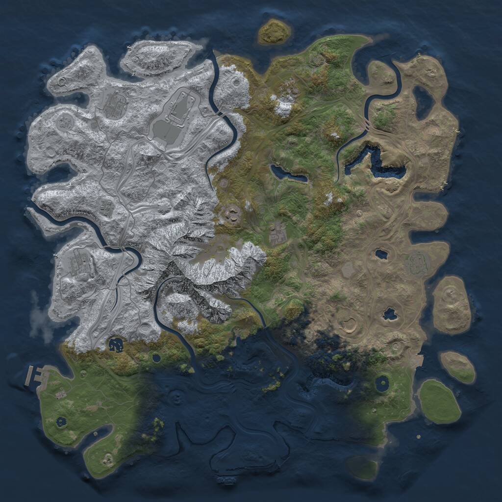 Rust Map: Procedural Map, Size: 5000, Seed: 954382526, 16 Monuments