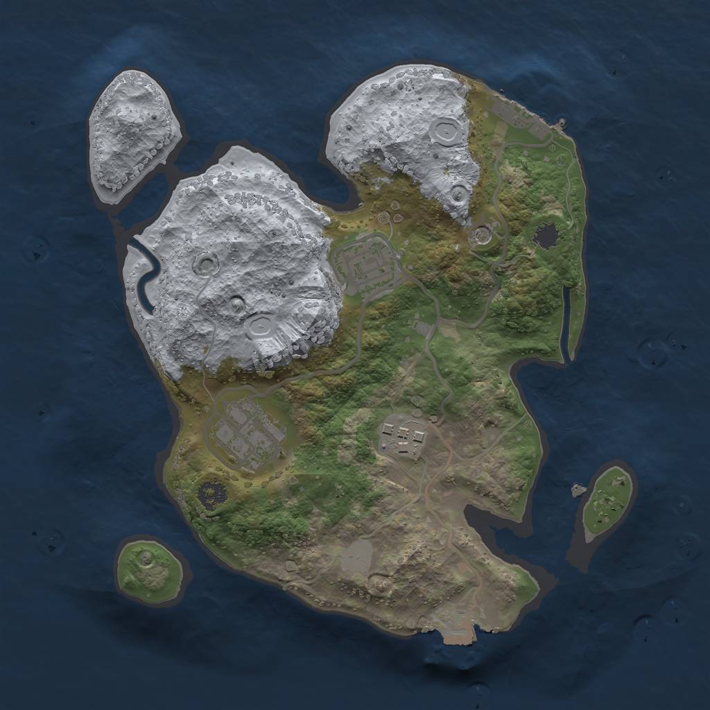 Rust Map: Procedural Map, Size: 2500, Seed: 5436, 8 Monuments
