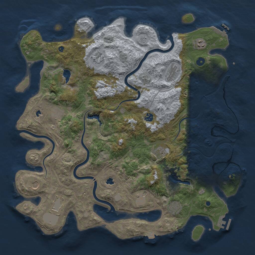Rust Map: Procedural Map, Size: 4500, Seed: 712105204, 17 Monuments