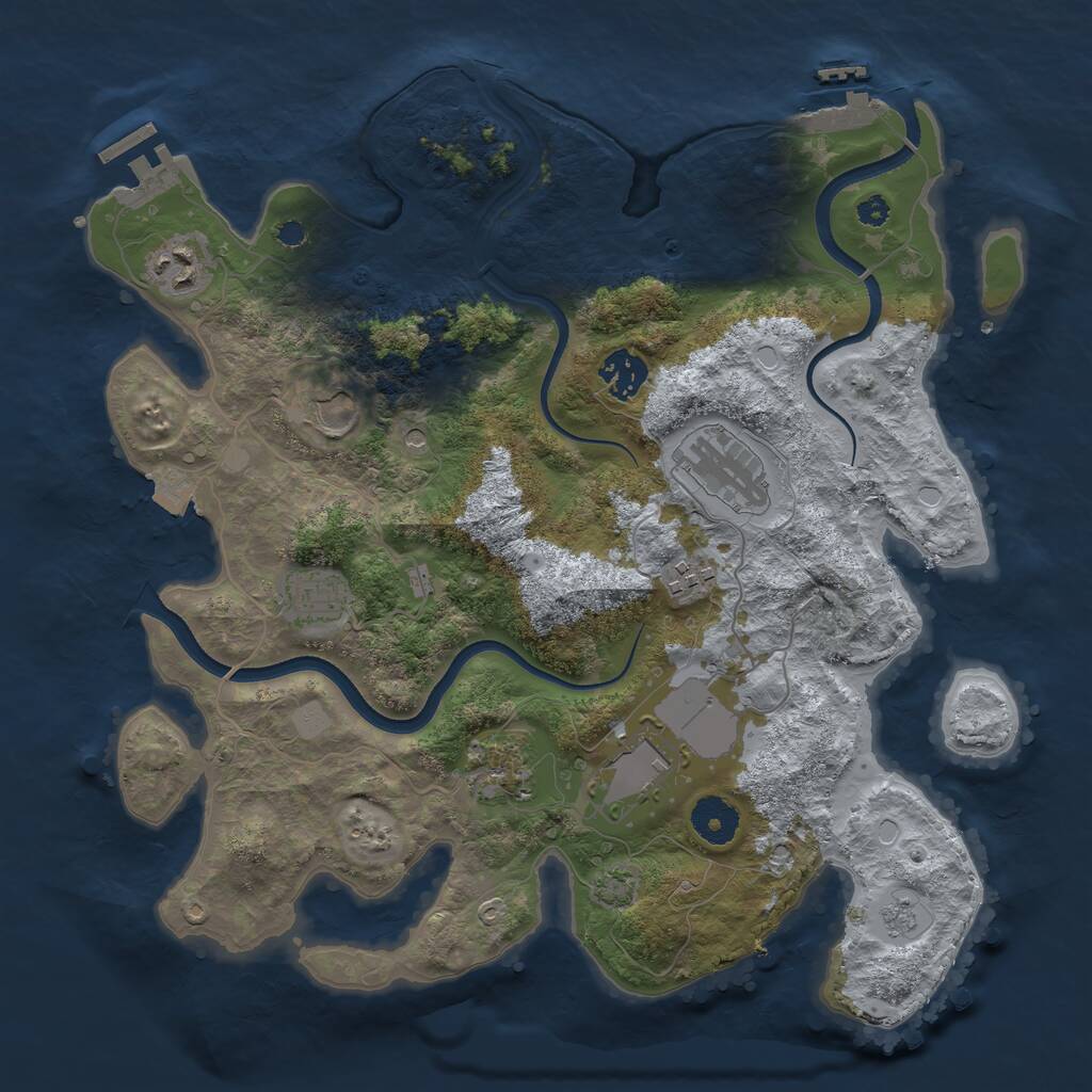 Rust Map: Procedural Map, Size: 3500, Seed: 613650319, 14 Monuments