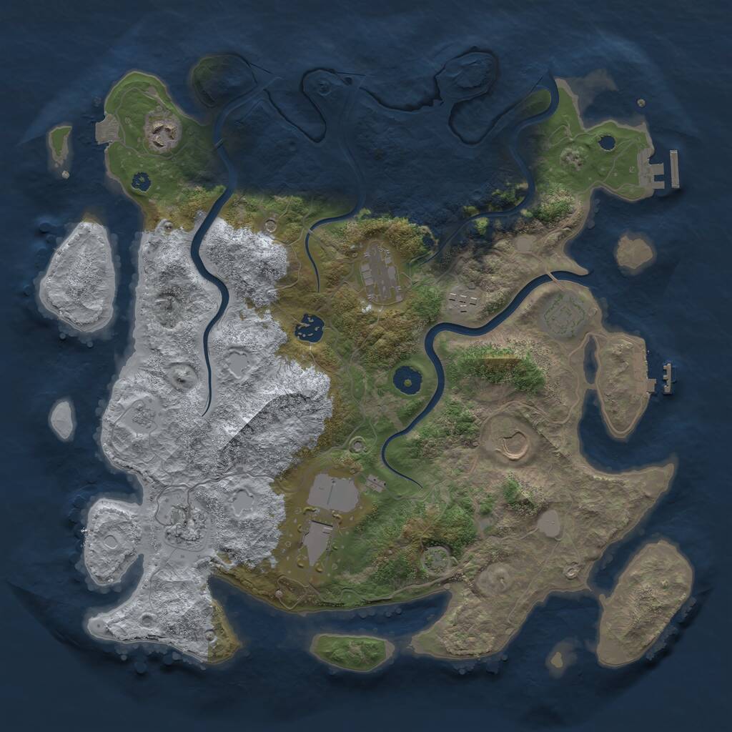 Rust Map: Procedural Map, Size: 3900, Seed: 71888910, 14 Monuments