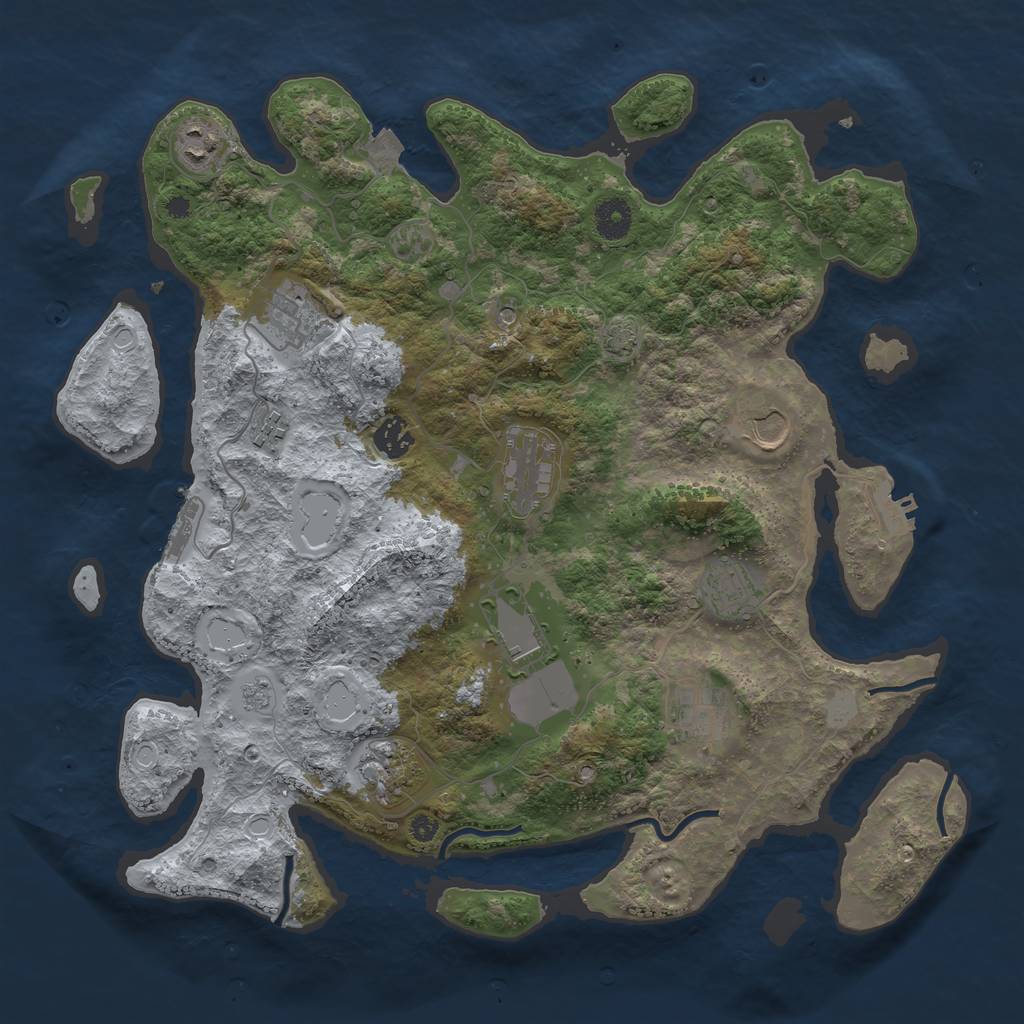 Rust Map: Procedural Map, Size: 3900, Seed: 71888910, 18 Monuments