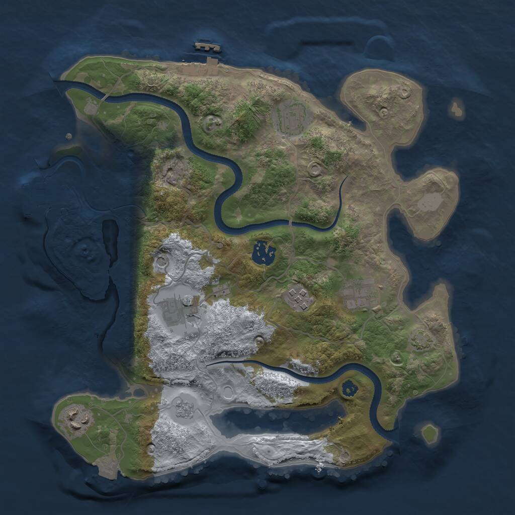 Rust Map: Procedural Map, Size: 3200, Seed: 1324096651, 12 Monuments