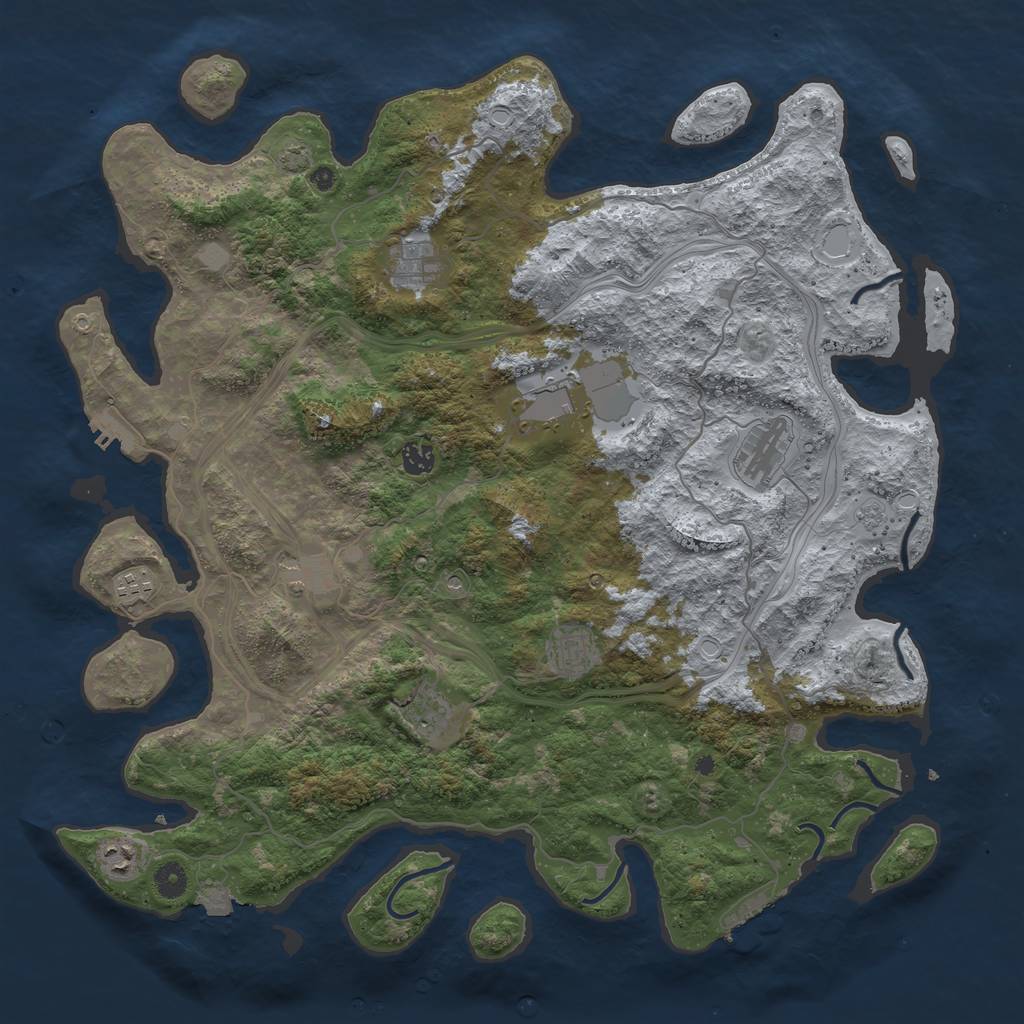 Rust Map: Procedural Map, Size: 4500, Seed: 2111333094, 17 Monuments