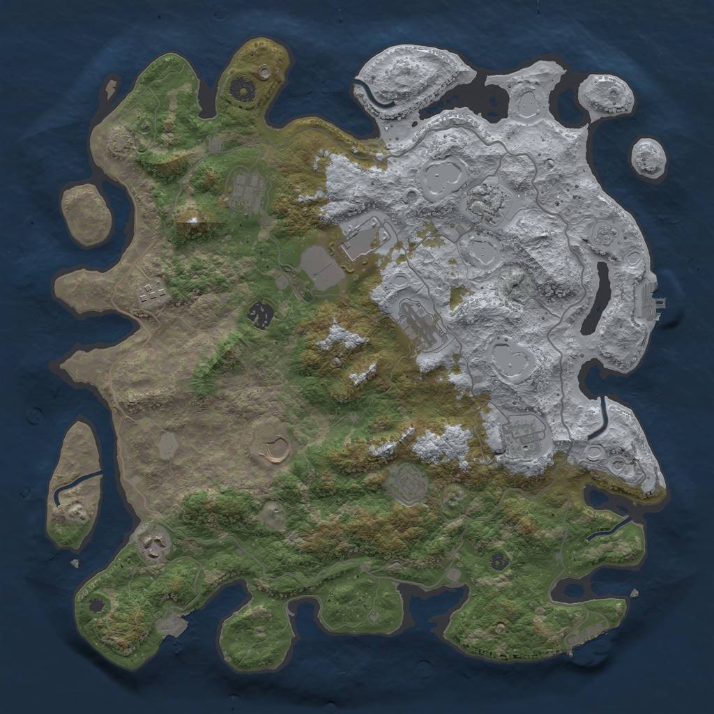 Rust Map: Procedural Map, Size: 4145, Seed: 553435778, 18 Monuments