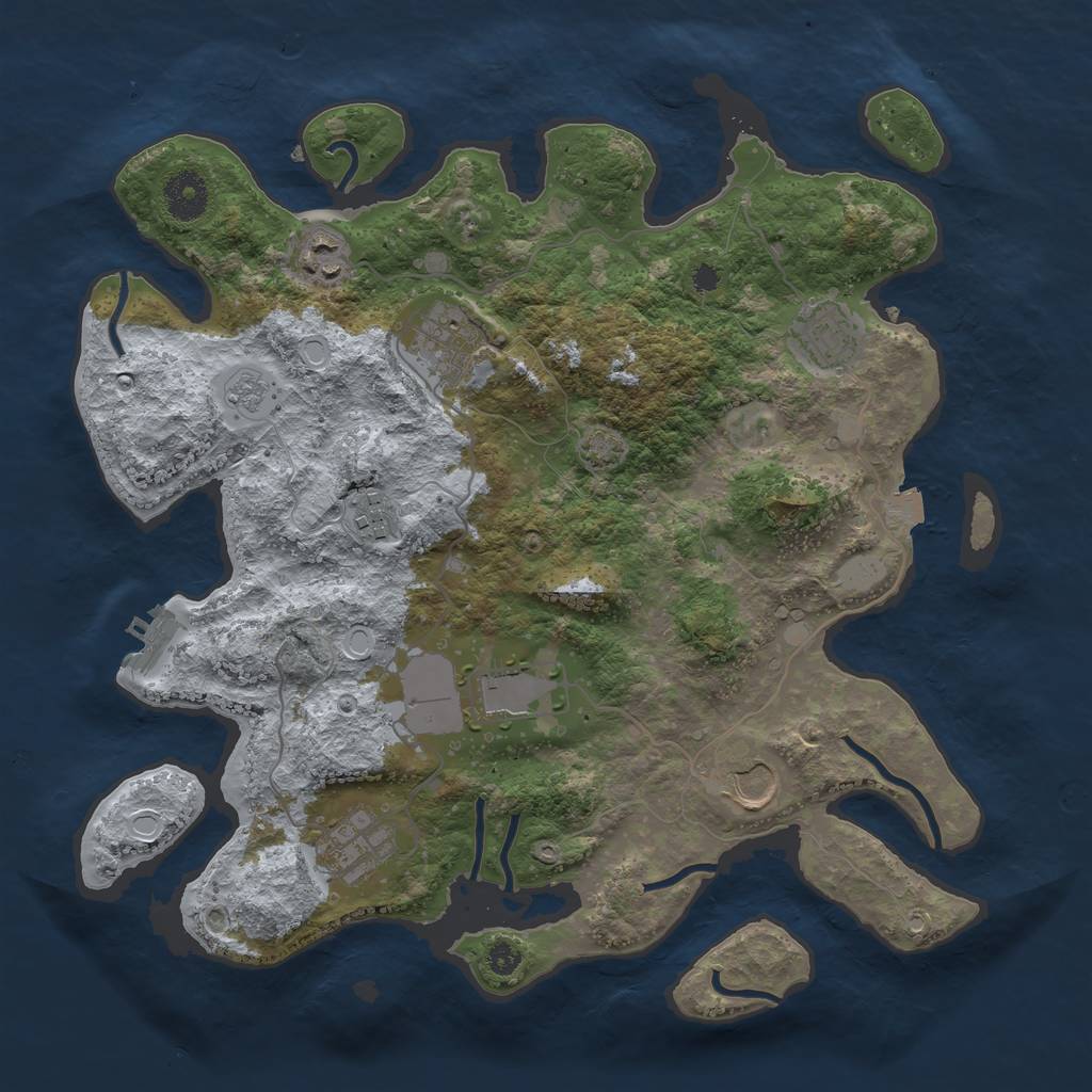 Rust Map: Procedural Map, Size: 3500, Seed: 955327946, 13 Monuments