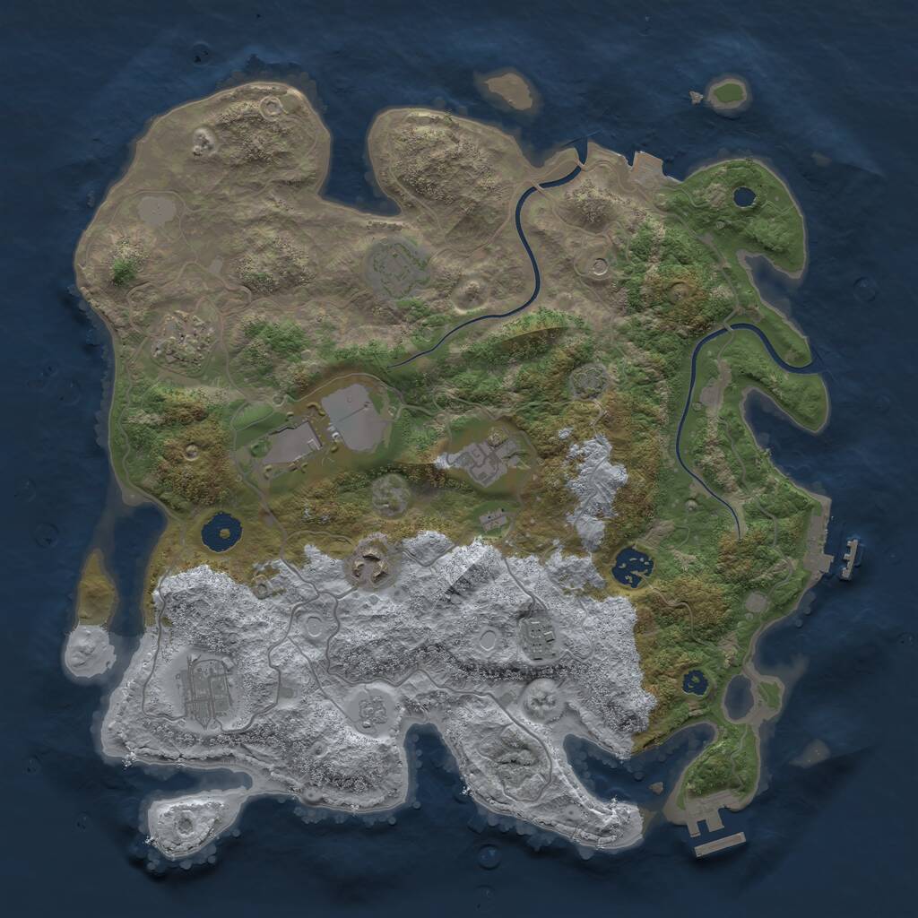 Rust Map: Procedural Map, Size: 3600, Seed: 31279233, 14 Monuments