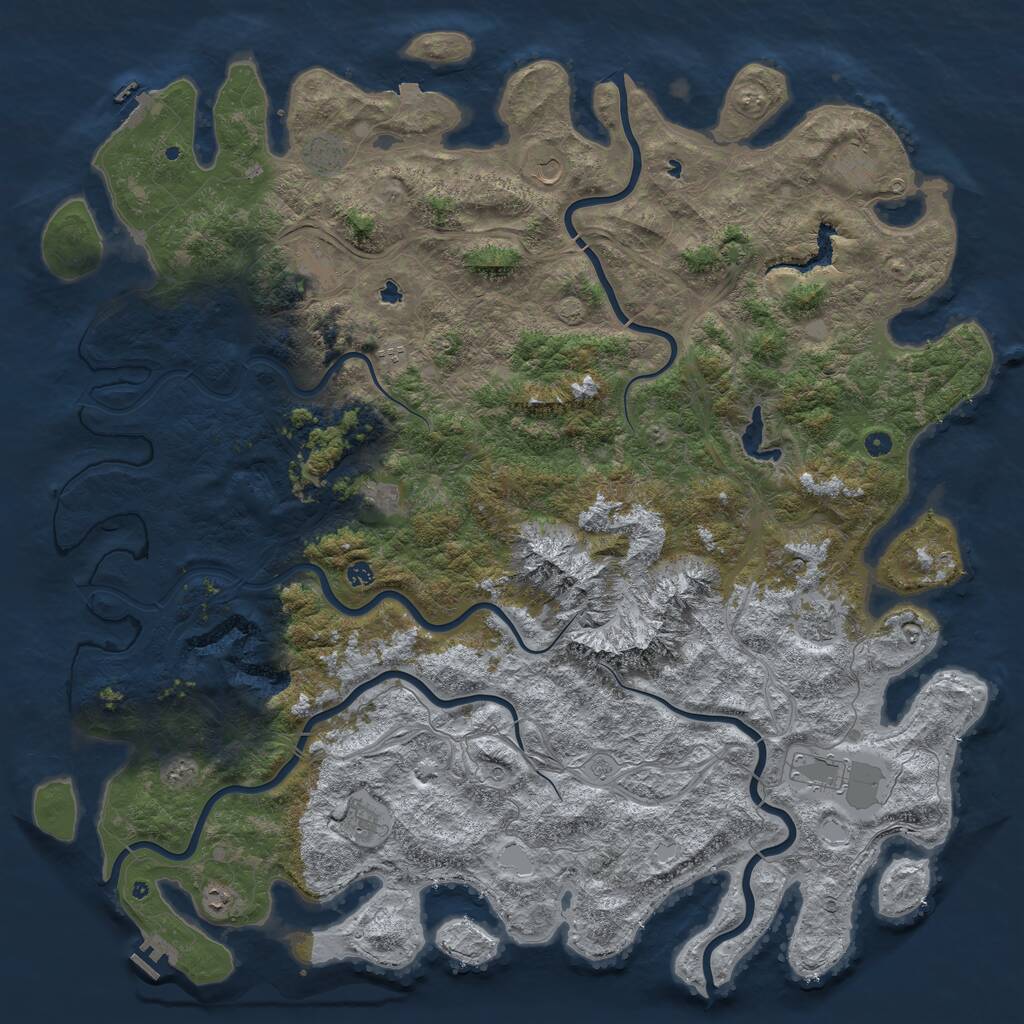 Rust Map: Procedural Map, Size: 6000, Seed: 2028614924, 17 Monuments