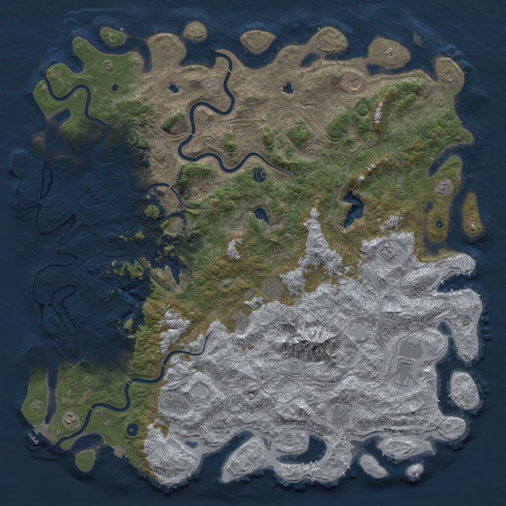 Rust Map: Procedural Map, Size: 6000, Seed: 433449204, 17 Monuments