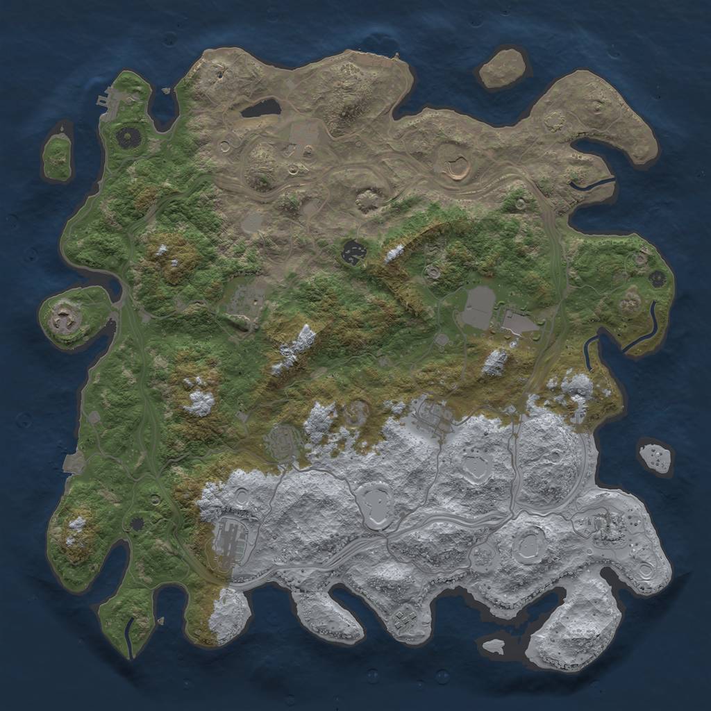 Rust Map: Procedural Map, Size: 4500, Seed: 643865221, 19 Monuments