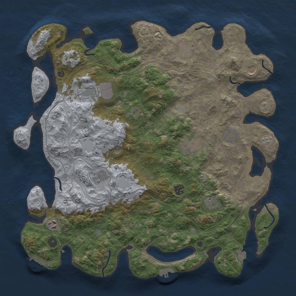 Rust Map: Procedural Map, Size: 4500, Seed: 395057461, 18 Monuments
