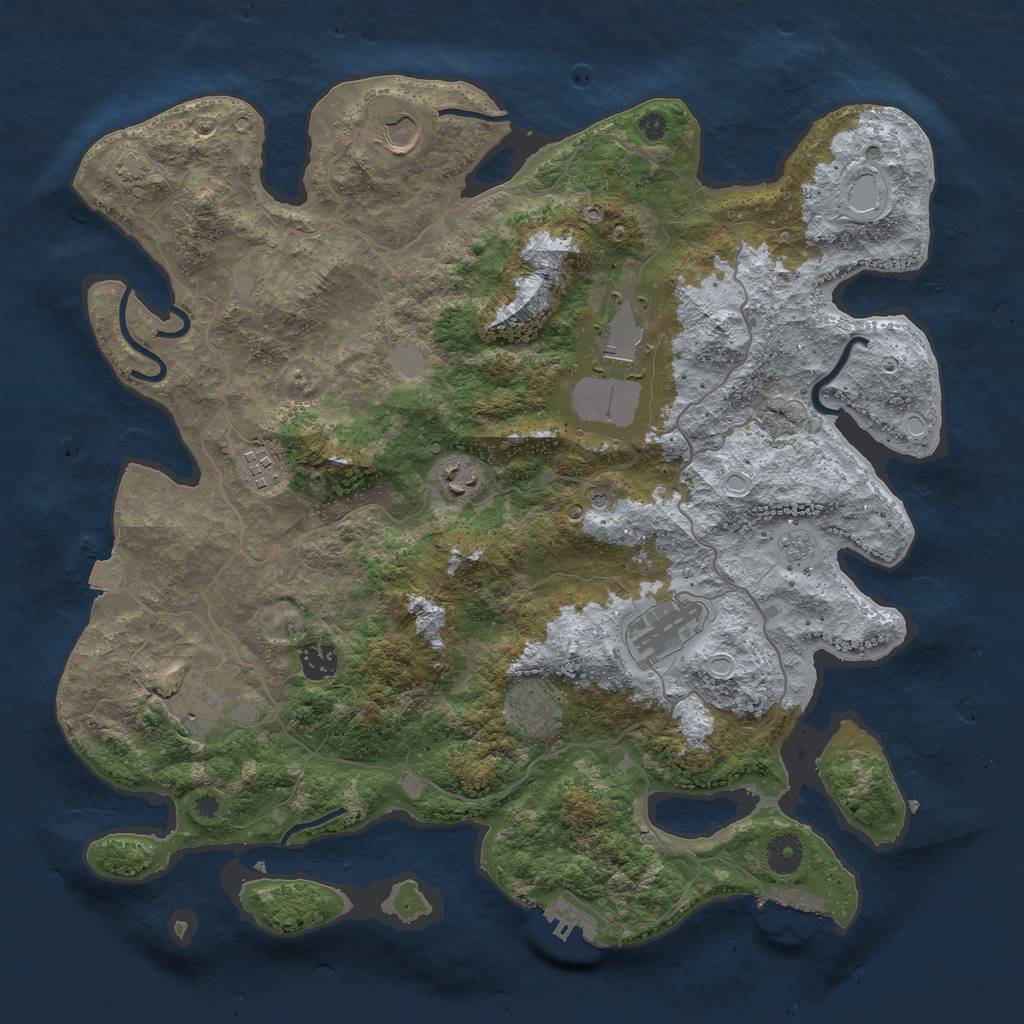 Rust Map: Procedural Map, Size: 4000, Seed: 123443, 16 Monuments