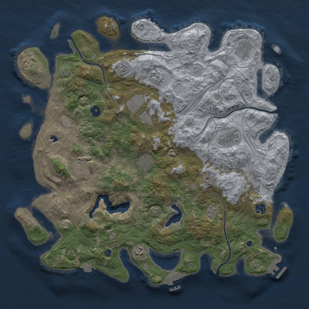 Rust Map: Procedural Map, Size: 4400, Seed: 60720233, 15 Monuments