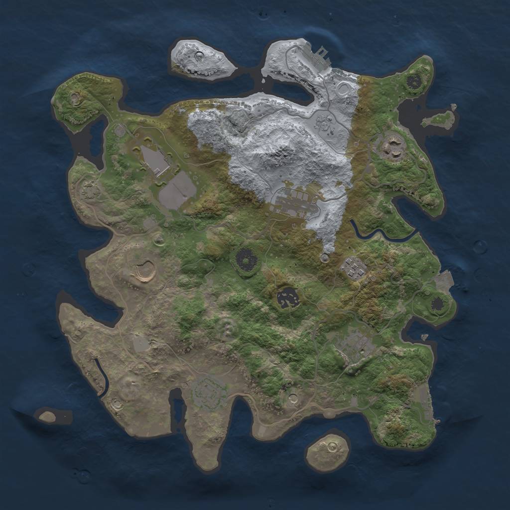 Rust Map: Procedural Map, Size: 3500, Seed: 68882276, 16 Monuments