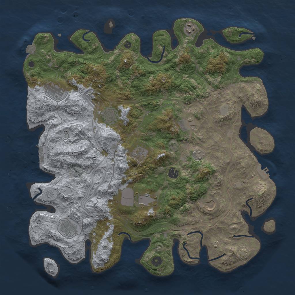 Rust Map: Procedural Map, Size: 4250, Seed: 518498110, 18 Monuments