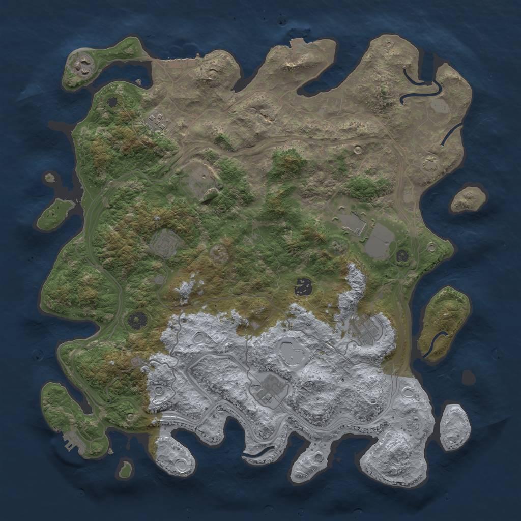 Rust Map: Procedural Map, Size: 4250, Seed: 933573876, 16 Monuments