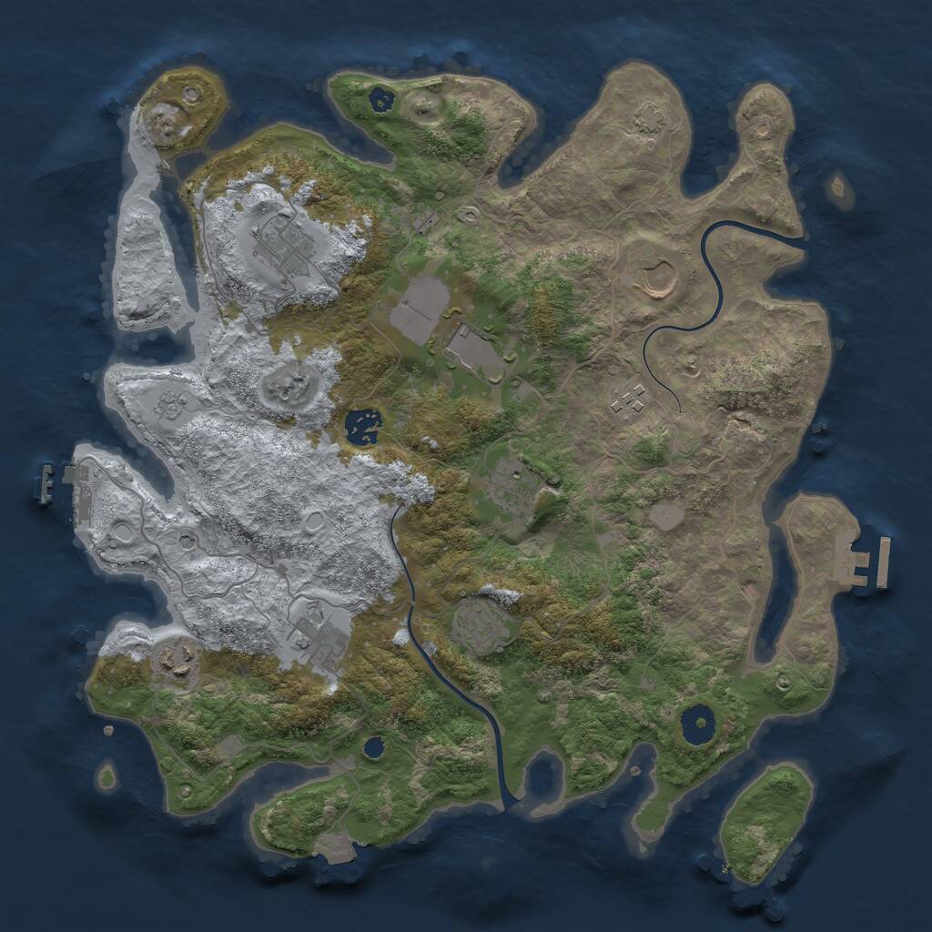 Rust Map: Procedural Map, Size: 3700, Seed: 1466576126, 15 Monuments