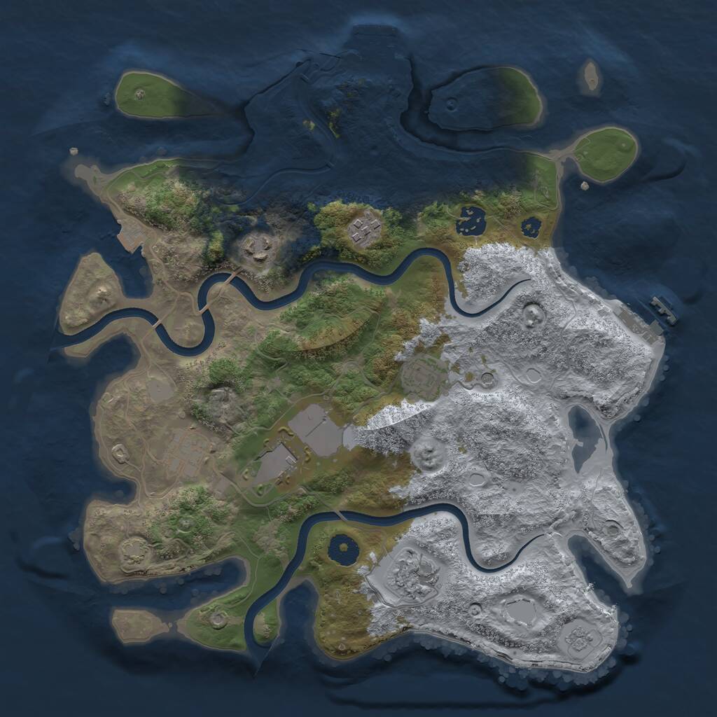 Rust Map: Procedural Map, Size: 3500, Seed: 1629203998, 13 Monuments