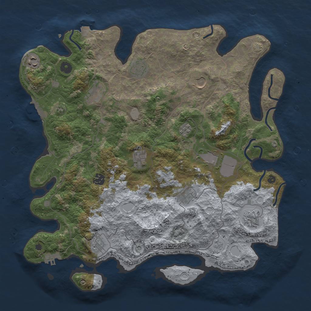 Rust Map: Procedural Map, Size: 4000, Seed: 44469791, 19 Monuments