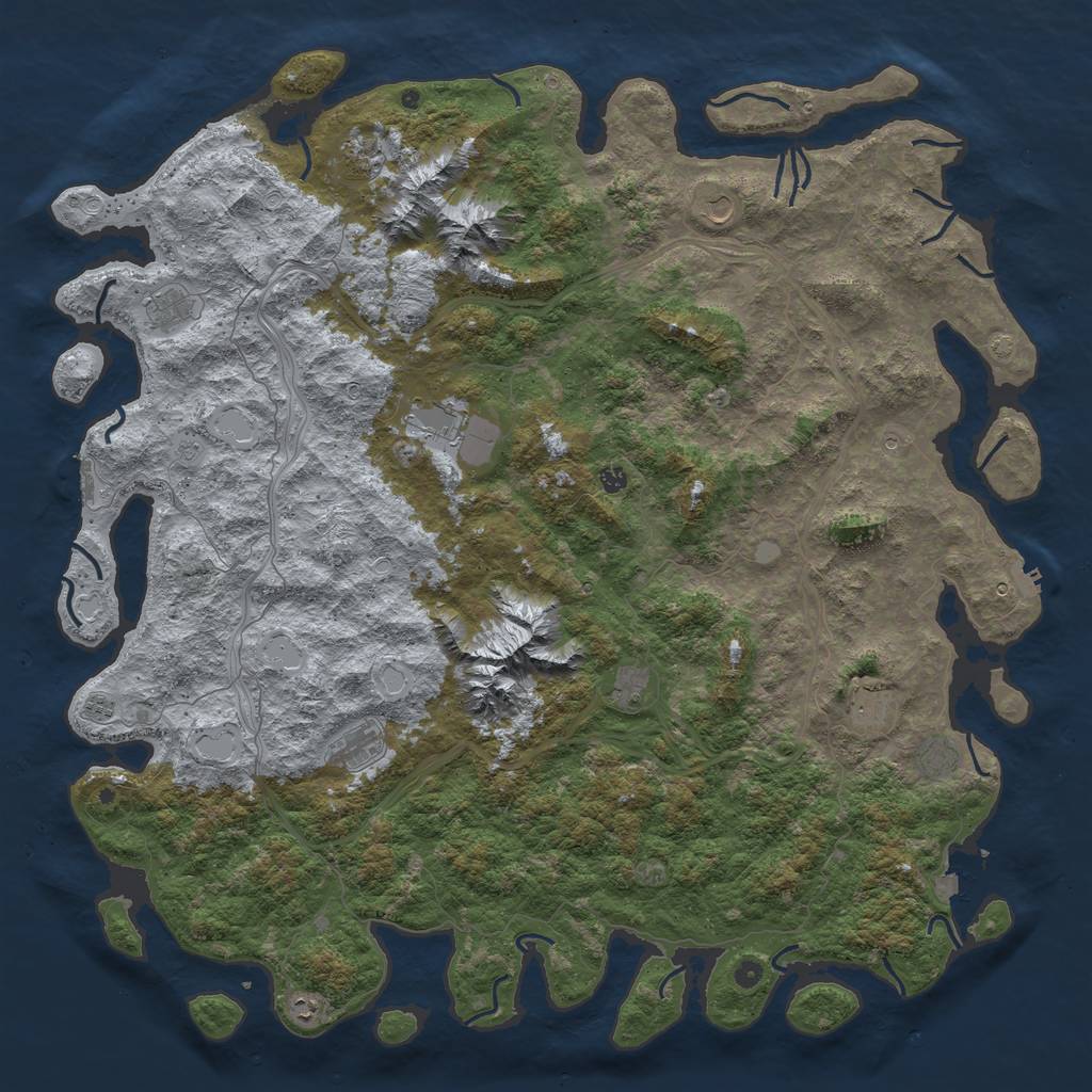 Rust Map: Procedural Map, Size: 6000, Seed: 1373330460, 19 Monuments