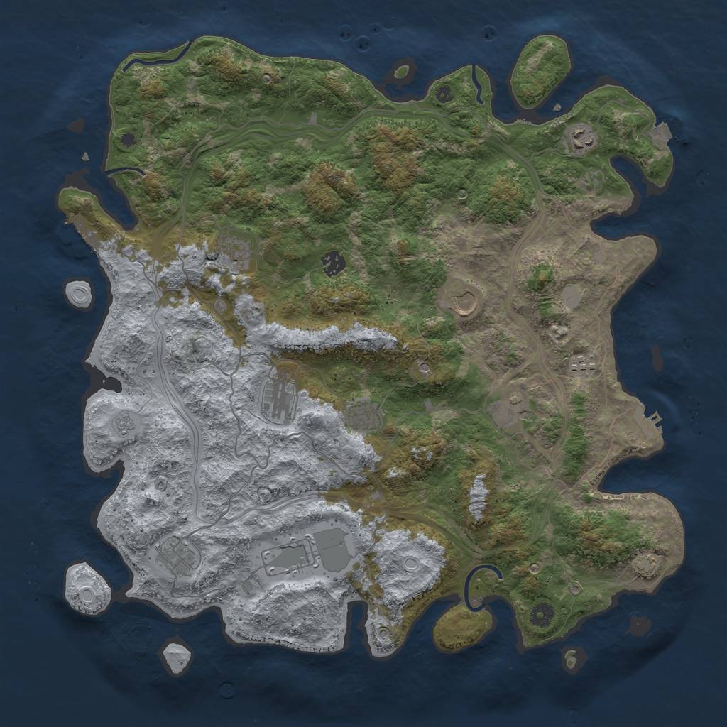 Rust Map: Procedural Map, Size: 4500, Seed: 1124868991, 18 Monuments