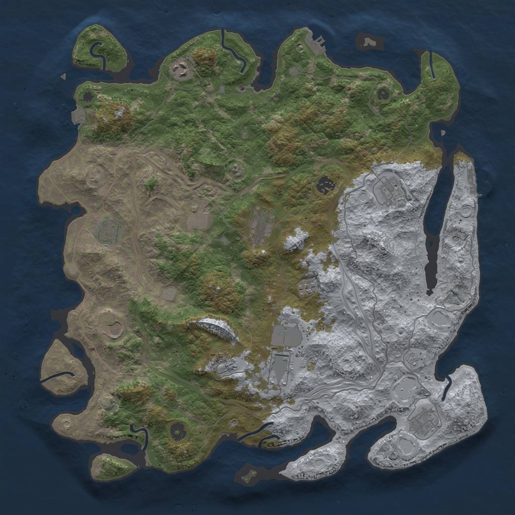 Rust Map: Procedural Map, Size: 4500, Seed: 770779125, 19 Monuments