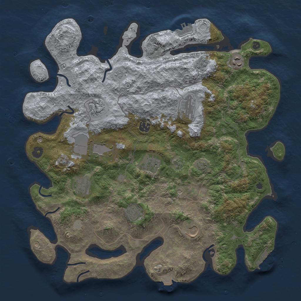 Rust Map: Procedural Map, Size: 4000, Seed: 431590998, 18 Monuments