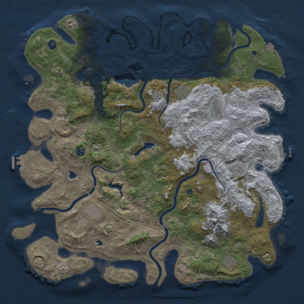Rust Map: Procedural Map, Size: 5110, Seed: 1337, 16 Monuments