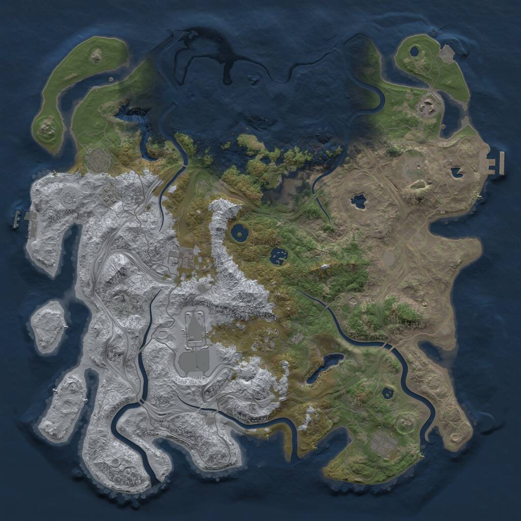 Rust Map: Procedural Map, Size: 4500, Seed: 1167814731, 16 Monuments