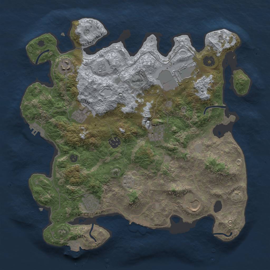 Rust Map: Procedural Map, Size: 3500, Seed: 737850056, 16 Monuments
