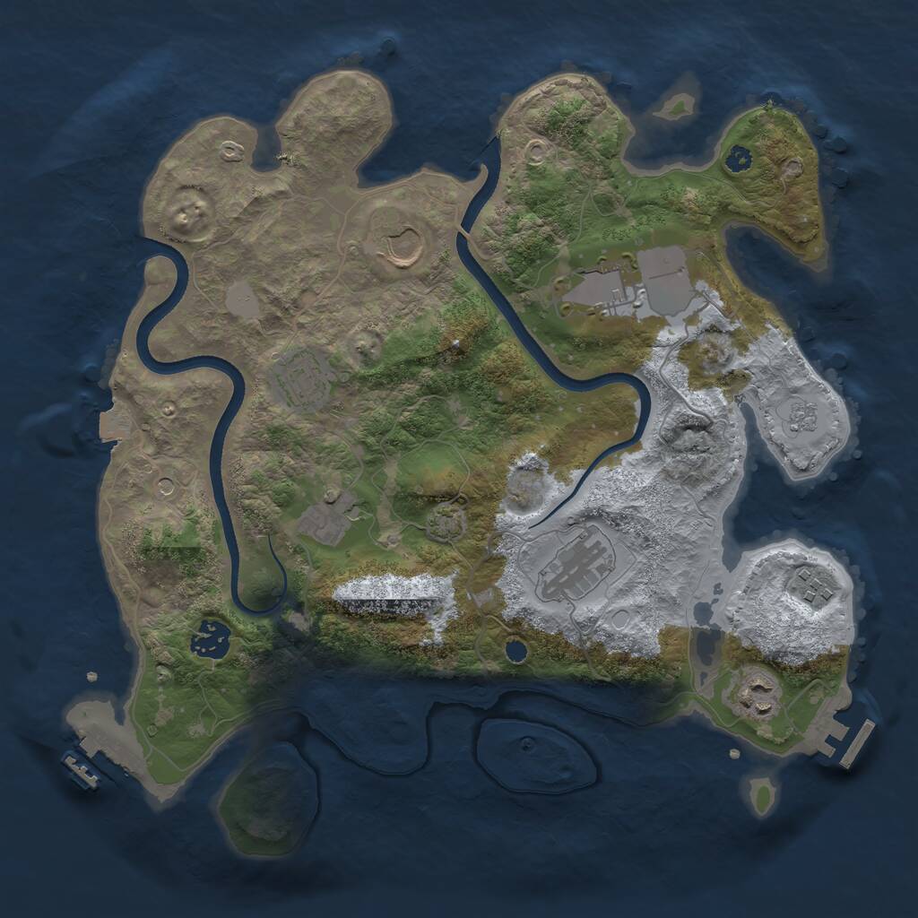 Rust Map: Procedural Map, Size: 3500, Seed: 1513929934, 14 Monuments