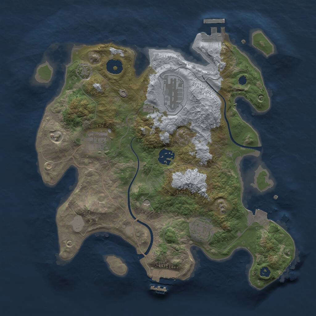 Rust Map: Procedural Map, Size: 3000, Seed: 1635203904, 9 Monuments